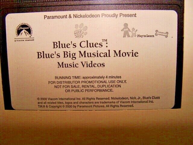 Nick Jr Blue’s Clues Blues Big Musical Movie (VHS, 2000) Nickelodeon RARE *READ*