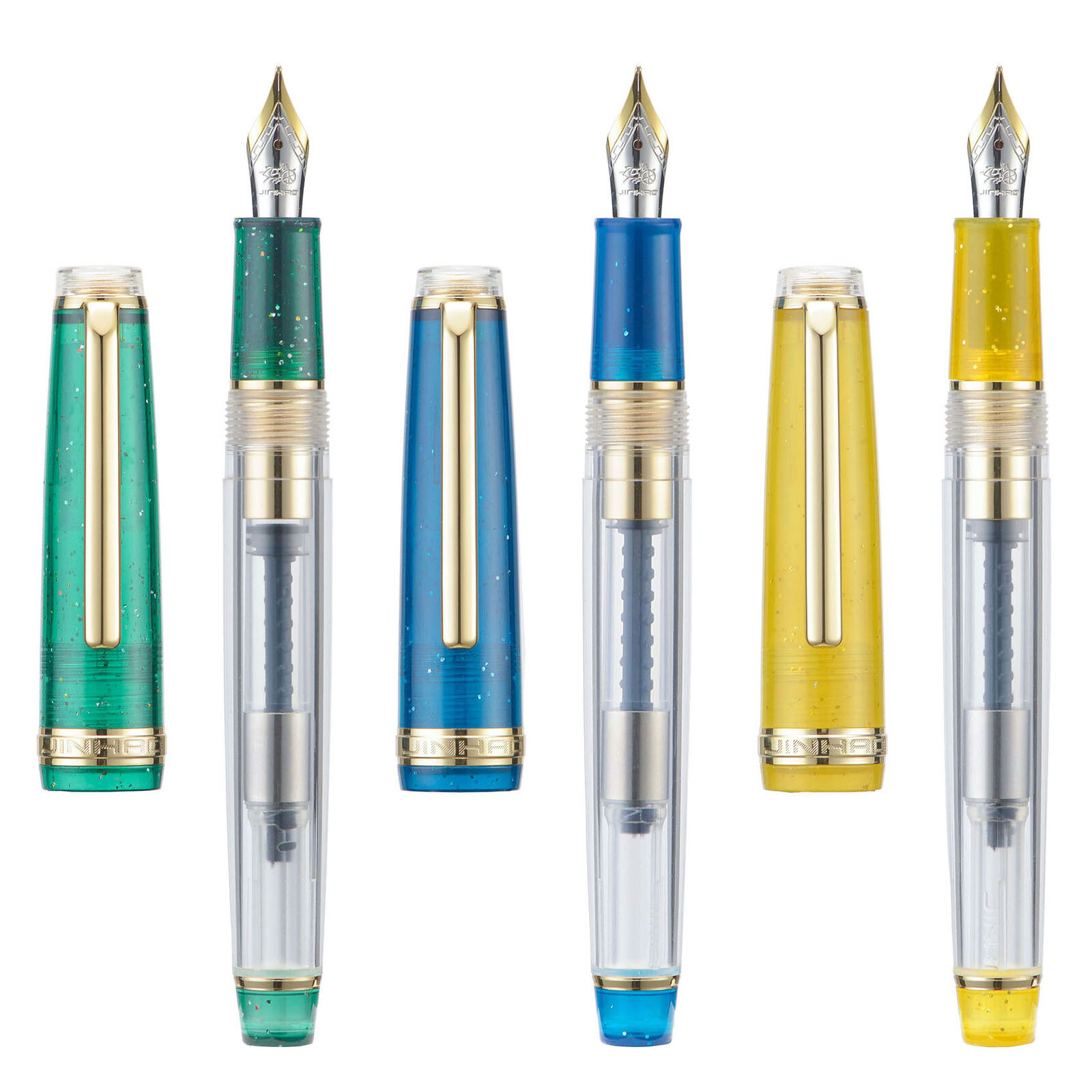 New 3 PCS Jinhao 82 Fountain Pen Mixed Color Acrylic EF/F/M Gold Trim Pen Set