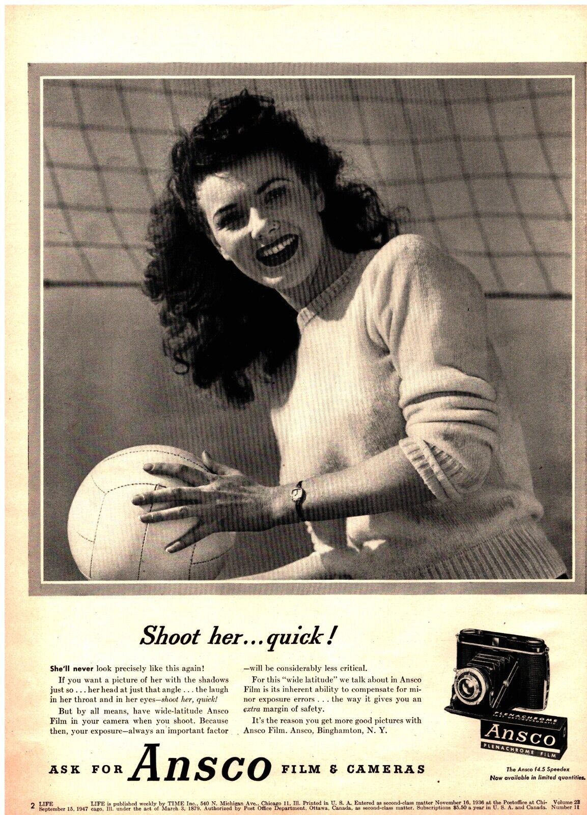 1947 Ansco Film & Cameras Vintage Original Magazine Print Ad