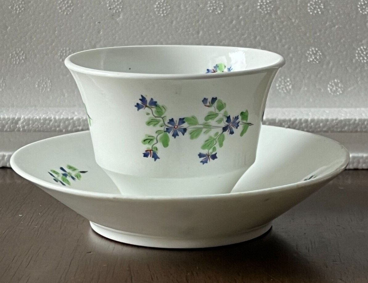 Antique French Bernardaud Limoges Tea Cup And Saucer Blue Green Flowers