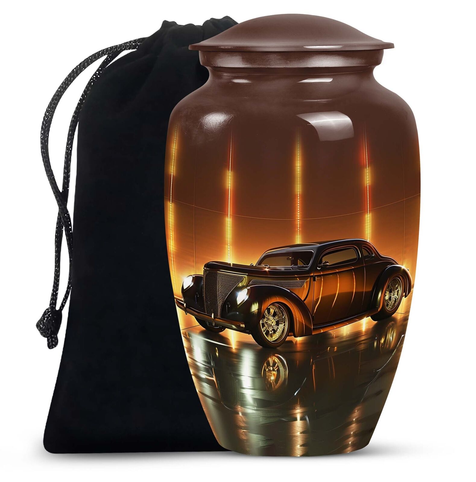 Golden Era Glow Classic Car - Decorative Adult Cremation Urns for Ashes Keepsake
