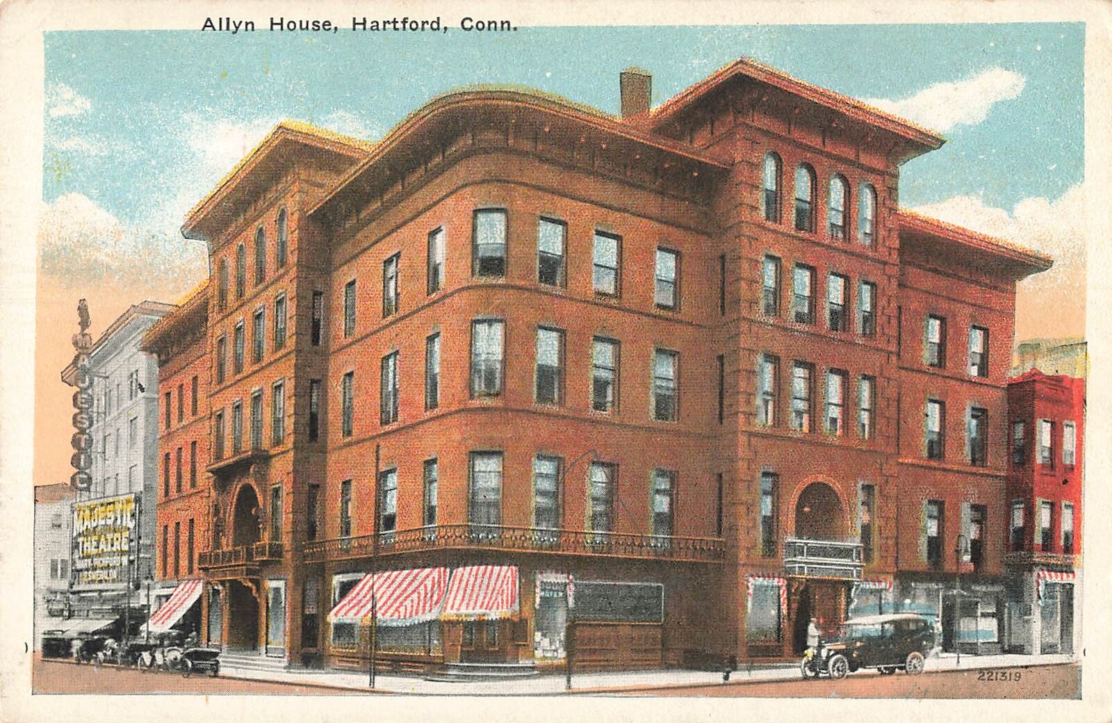 Vintage Postcard Exterior Street View Allyn House Hartford Connecticut