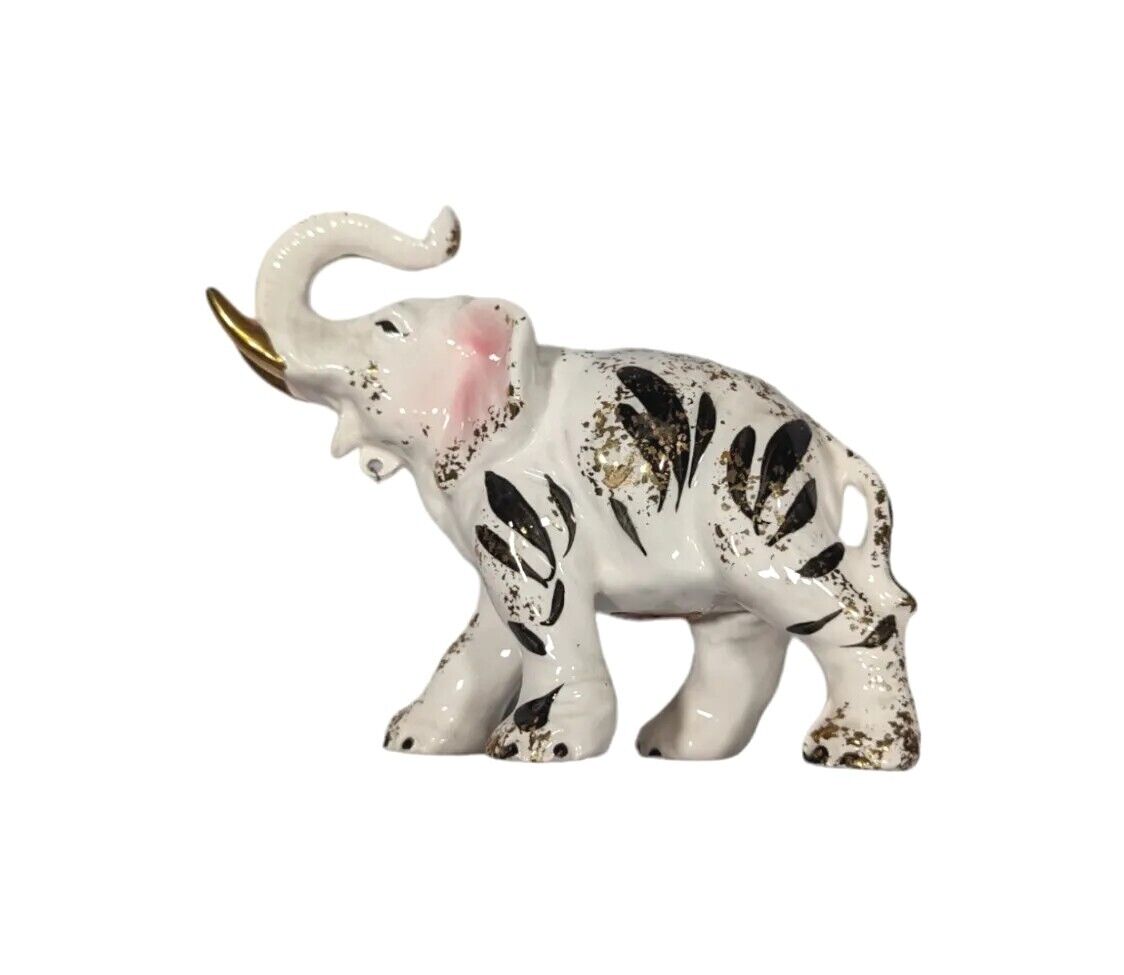 Vintage Bradley Exclusives Japan Ceramic Elephant Figure Stripes Gilt Accent MCM