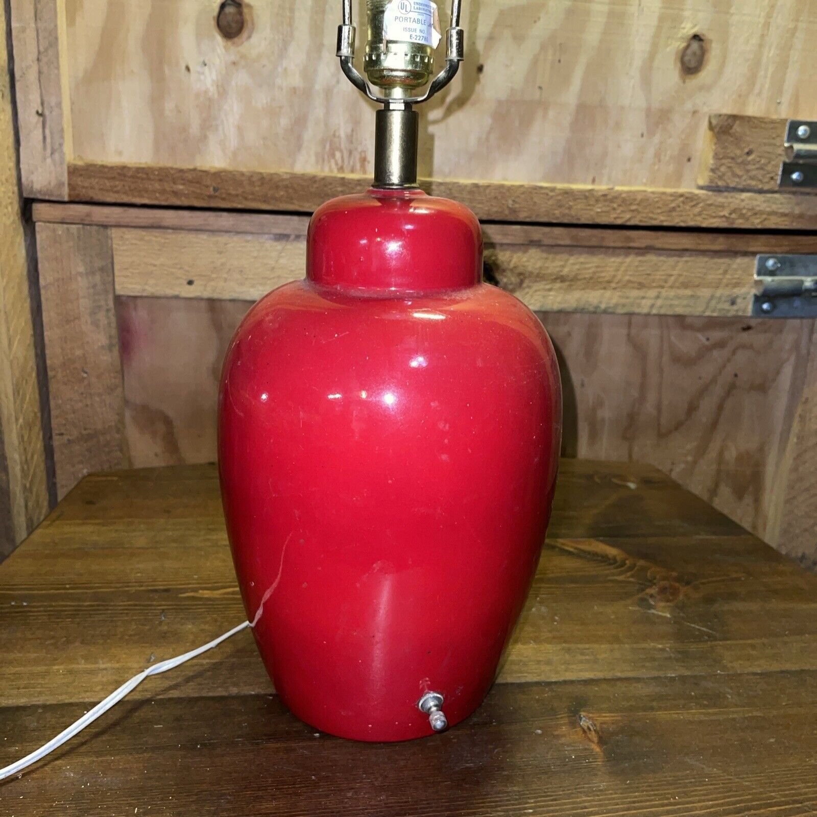 Vintage Retro Leviton Red Glass Table Lamp Large 24\