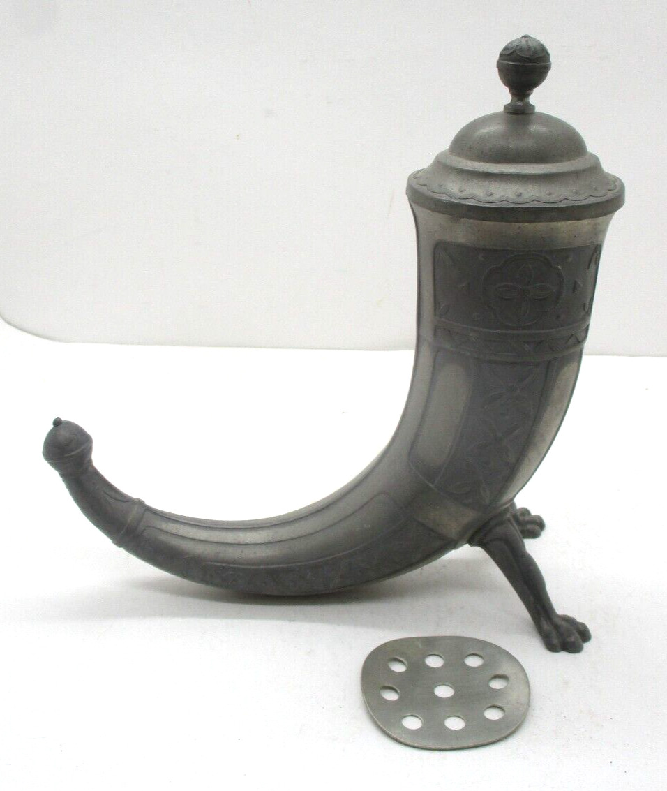 Aksel Holmsen Pewter Viking Drinking Horn Made in Norway