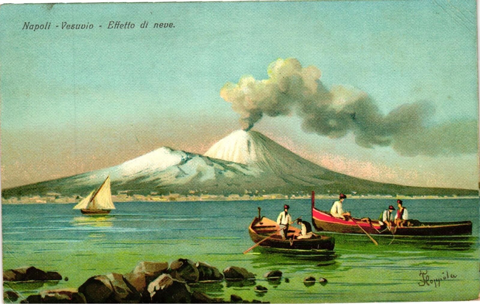 Vintage Postcard- Napoli - Vesuvio - Effetto di neve. Early 1900s