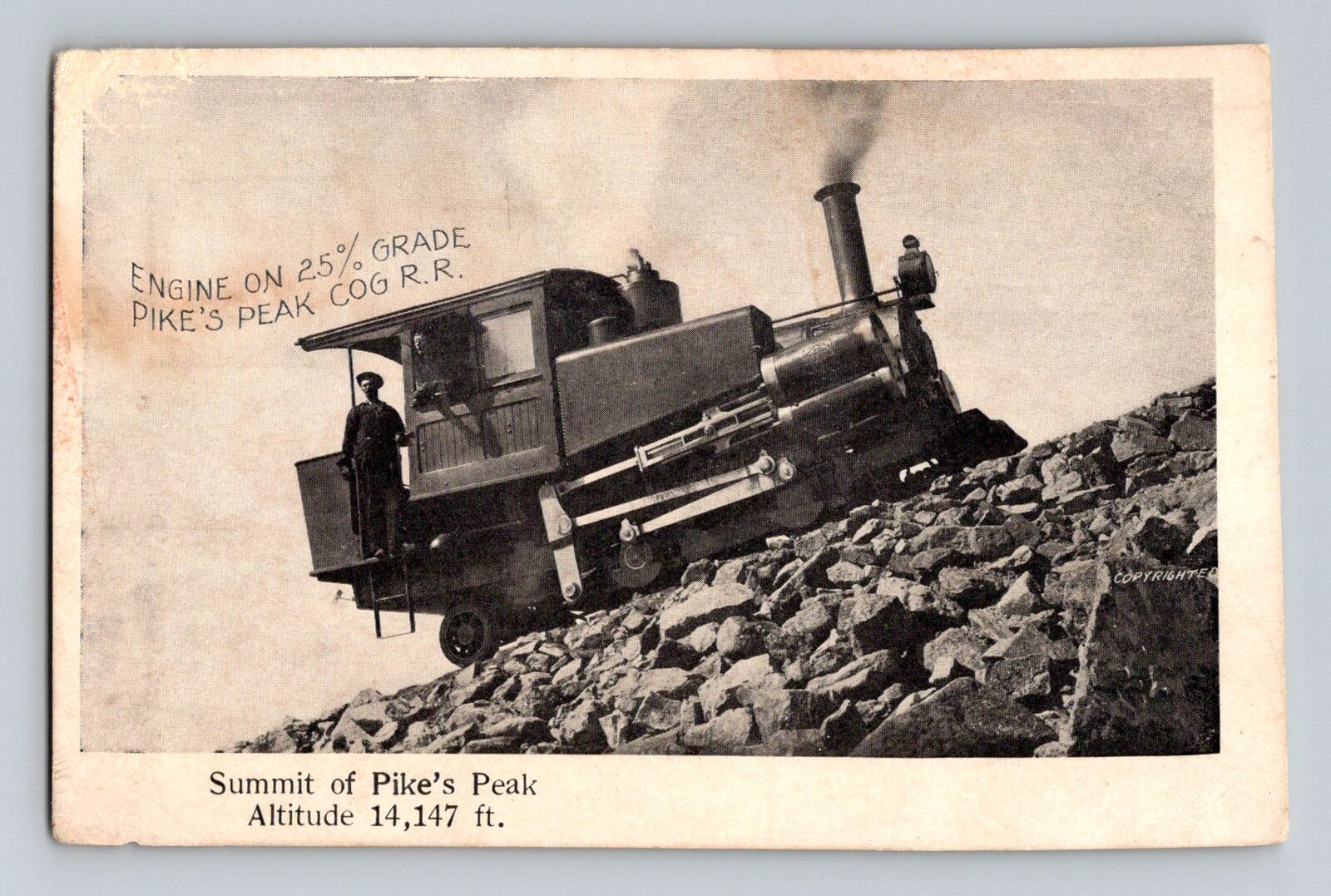 Pike\'s Peak CO-Colorado, Summit of Pike\'s Peak, Cog R.R., Vintage Postcard