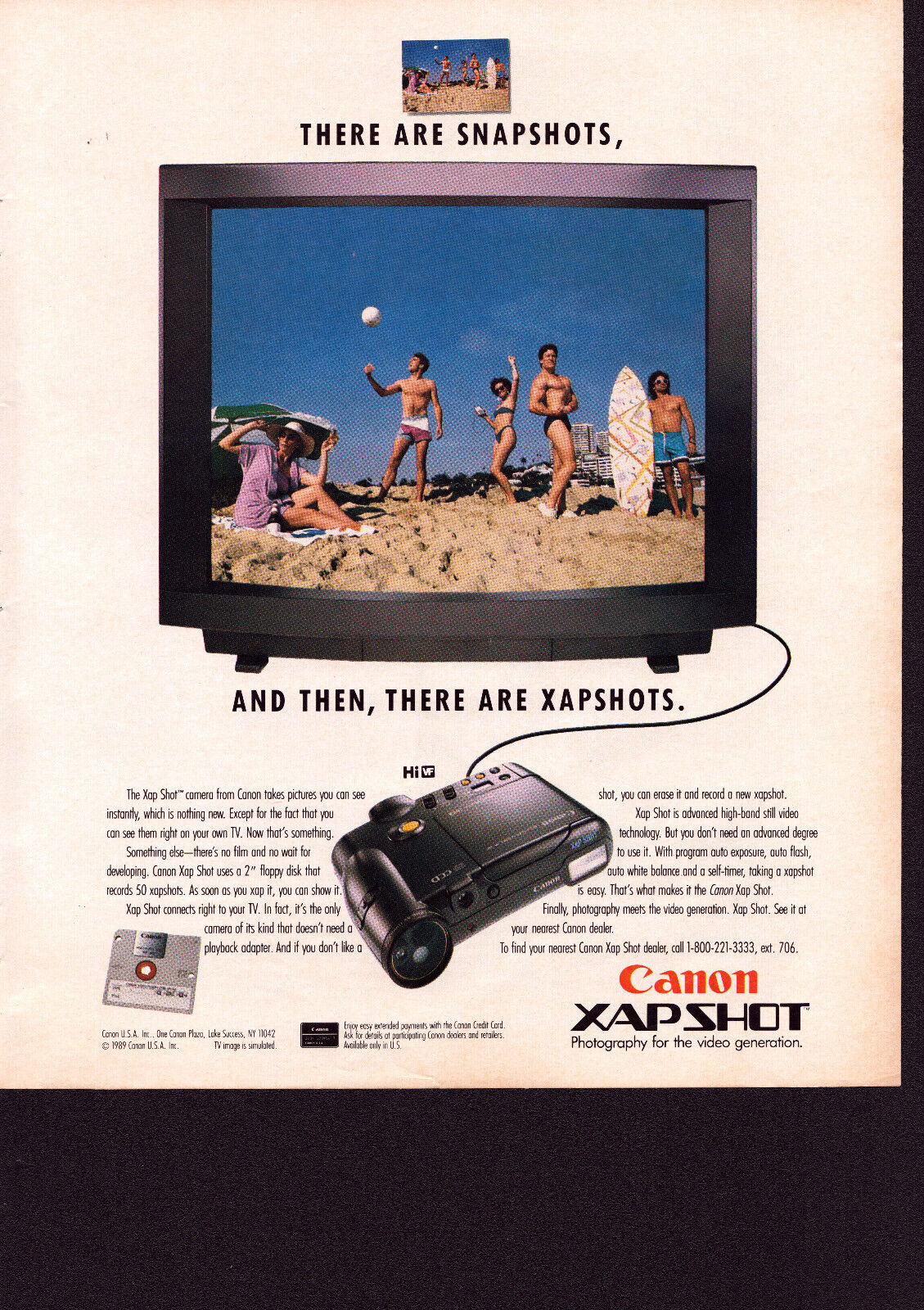 Print Ad 1989 Canon Xapshot Vintage  LIFE Magazine READ