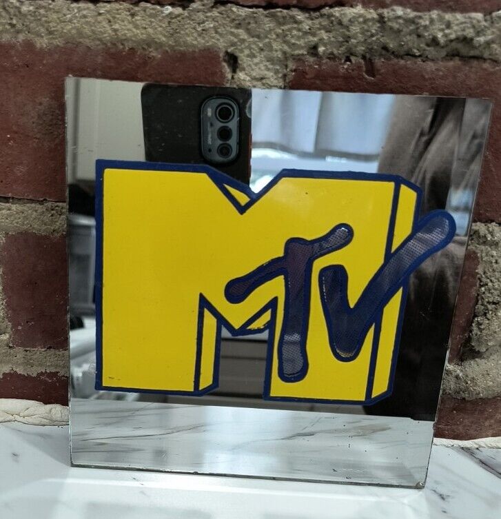 MTV Vintage Rare 1980s Carnival Prize Mirror Music Television Rock Glass  