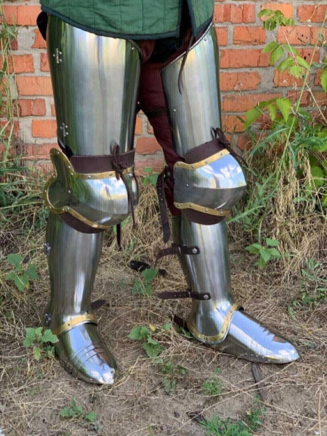 Medieval Combat Leg Armor Set SCA LARP Steel Leg Protection Knight Armor