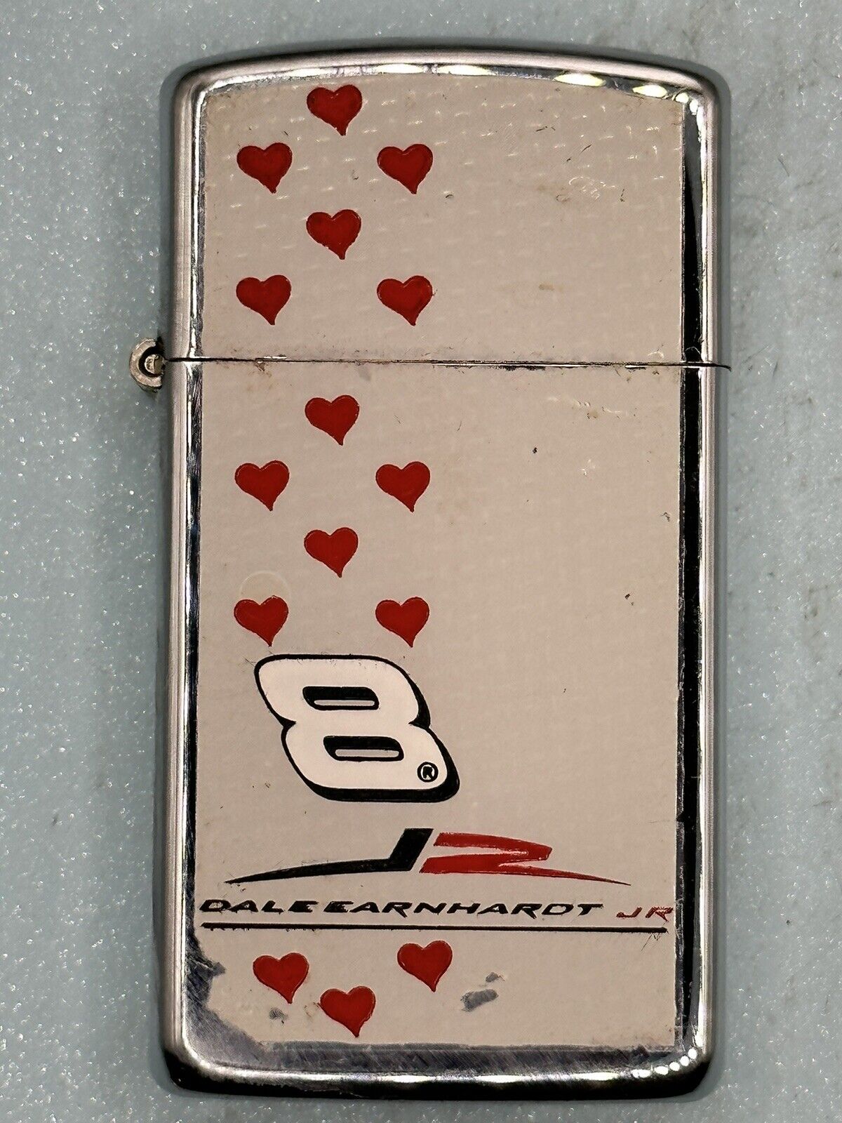 Vintage 2005 Earnhardt Jr #8 Hearts Chrome Slim Zippo Lighter NASCAR