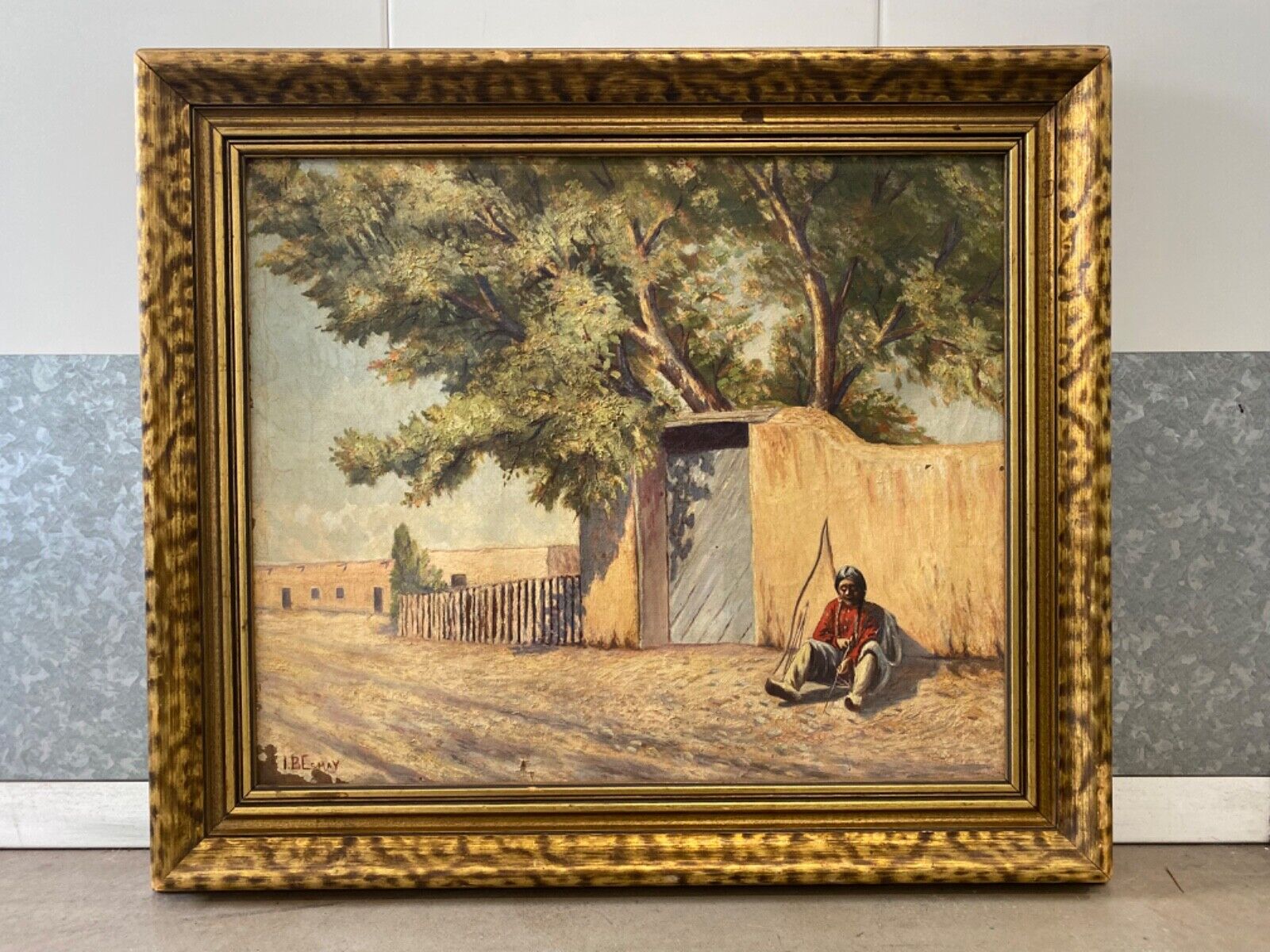 🔥 Masterful Antique 19th c. Old West Taos New Mexico Native Indian Oil Painting