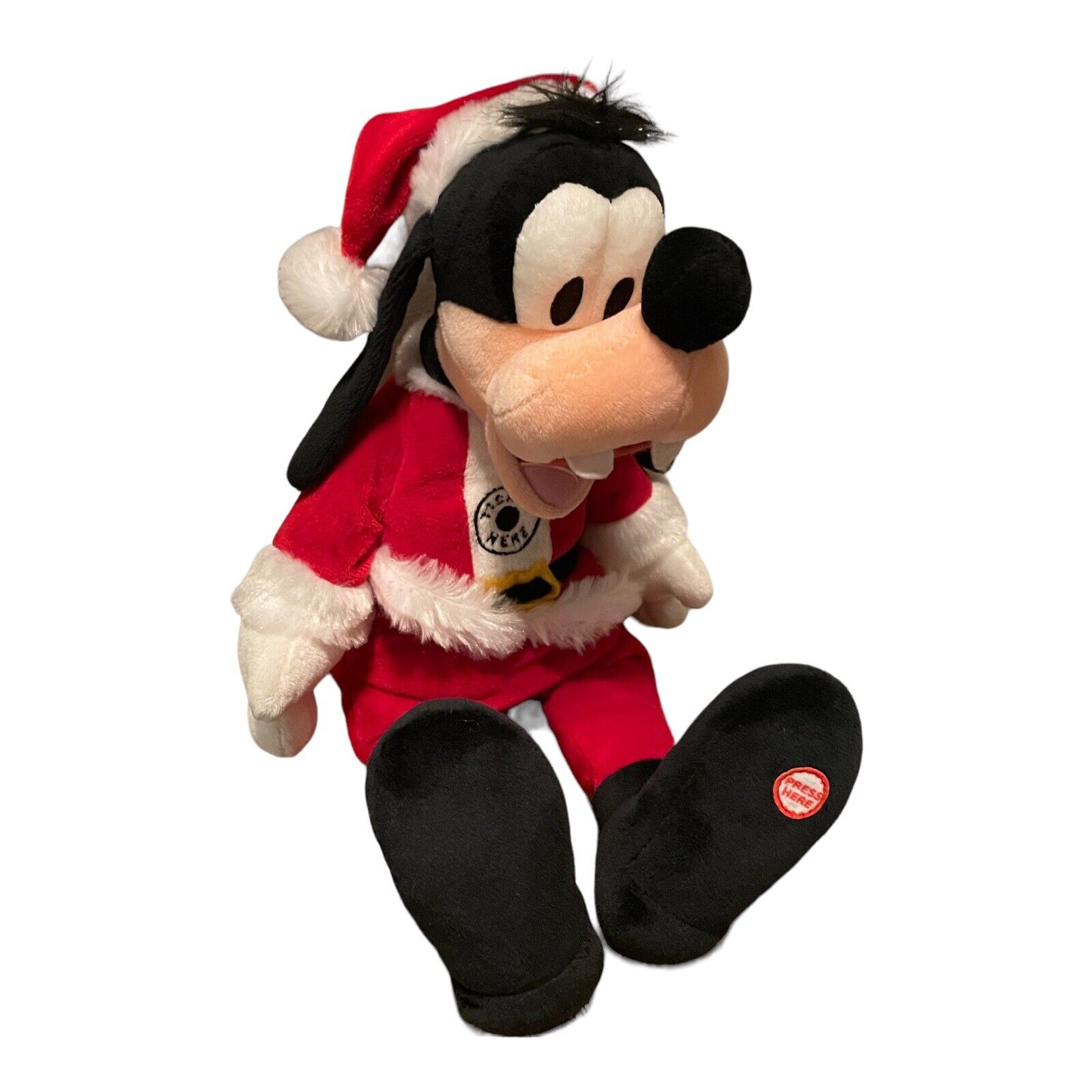 2013 Hallmark Disney Totally Ticklish Plush Animated Goofy Santa Christmas WORKS