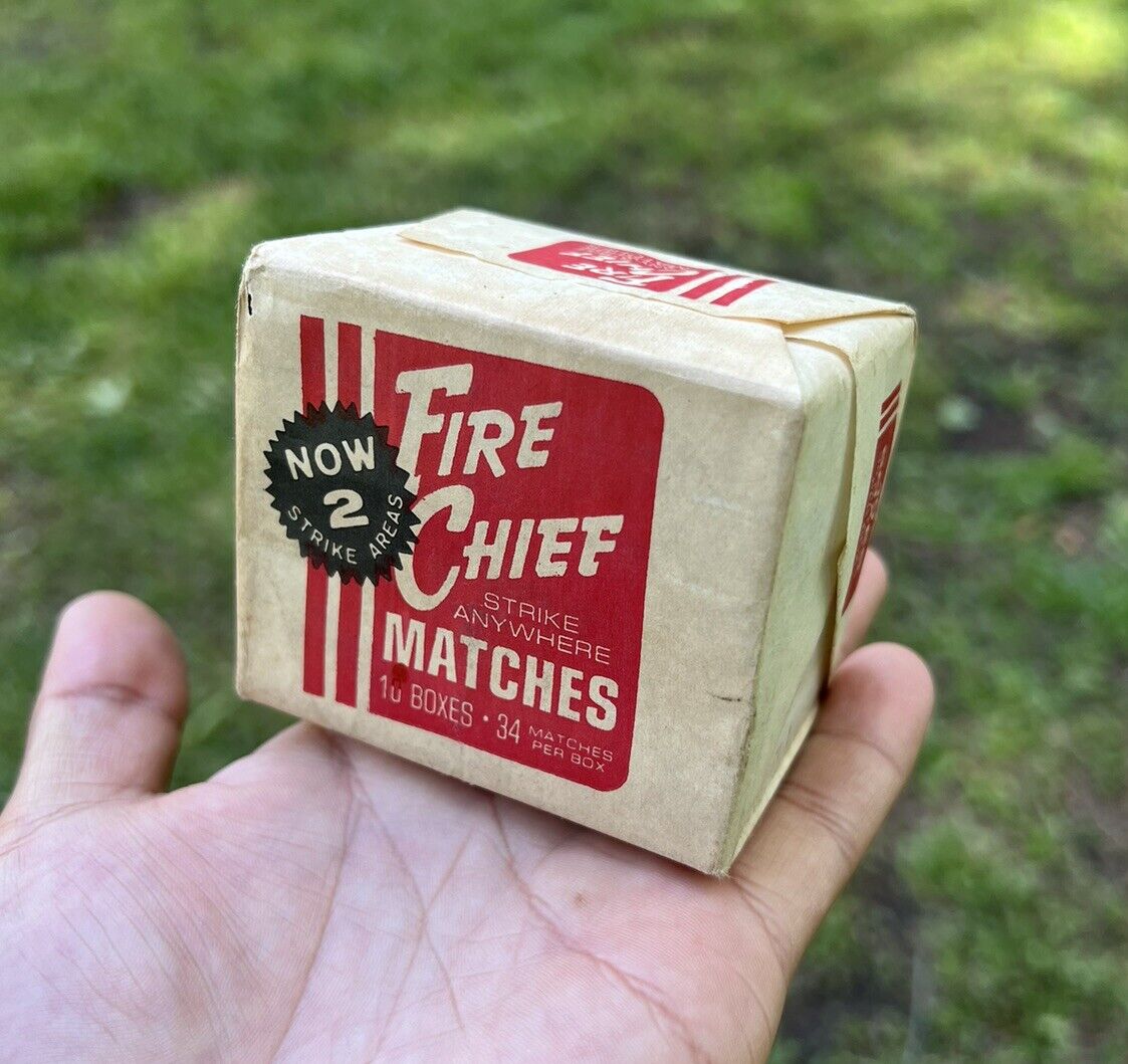 Vintage Fire Chief Pocket Size Strike Anywhere Matches 10 Boxes
