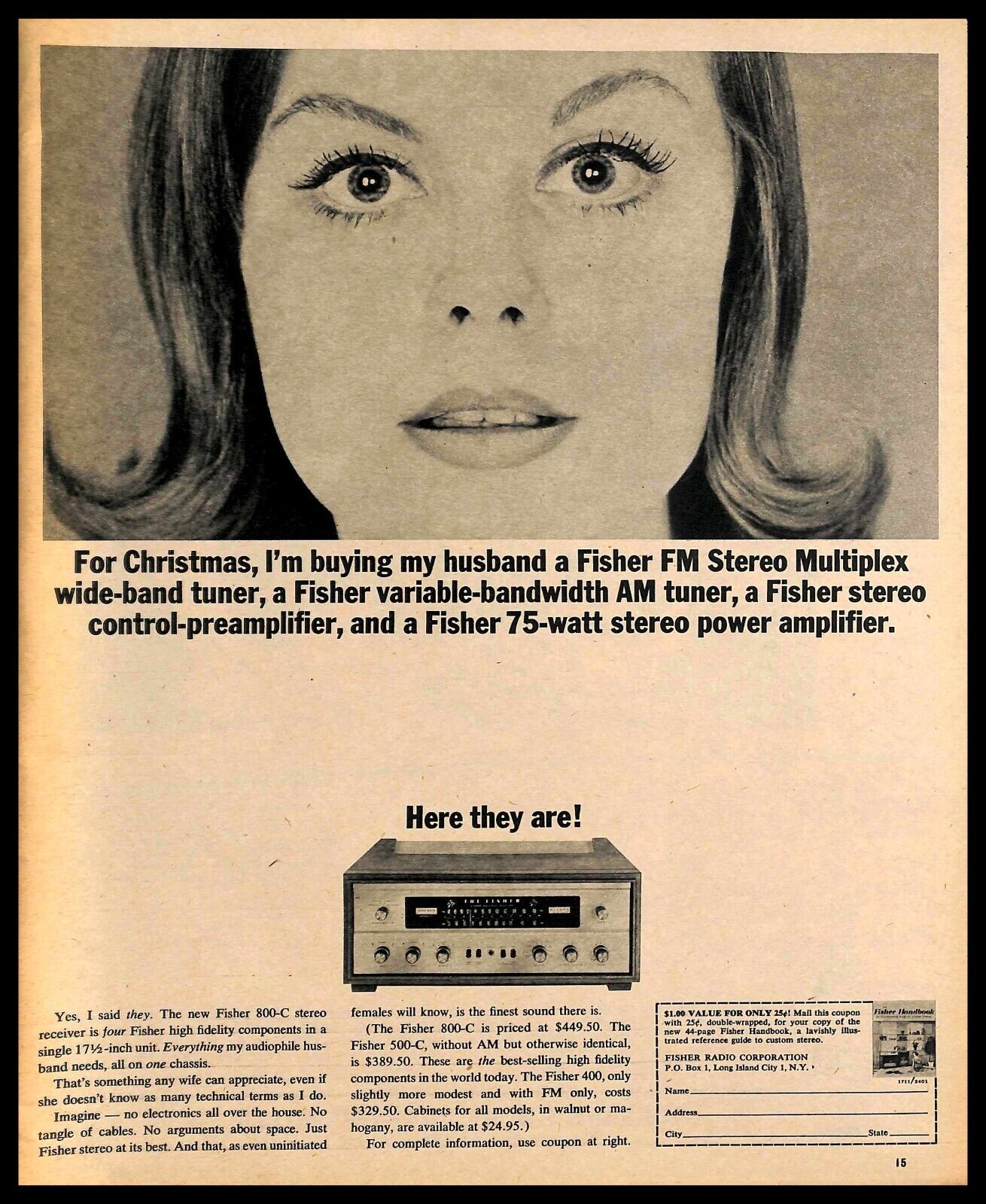 1963 Fisher Electronics Vintage PRINT AD Audio Equipment Stereo Gift