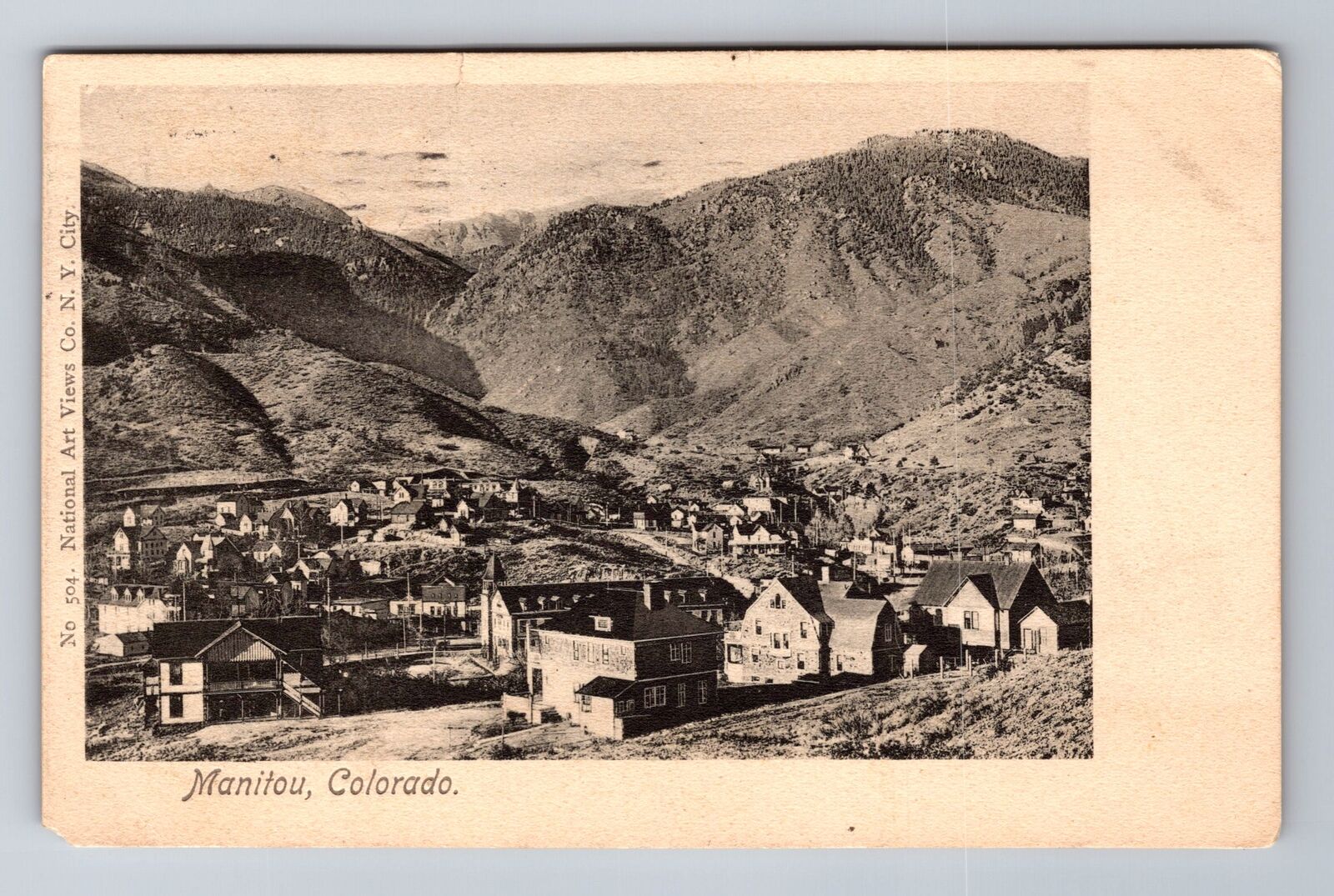 Manitou CO-Colorado, Aerial Of Town Area, Antique, Vintage c1910 Postcard