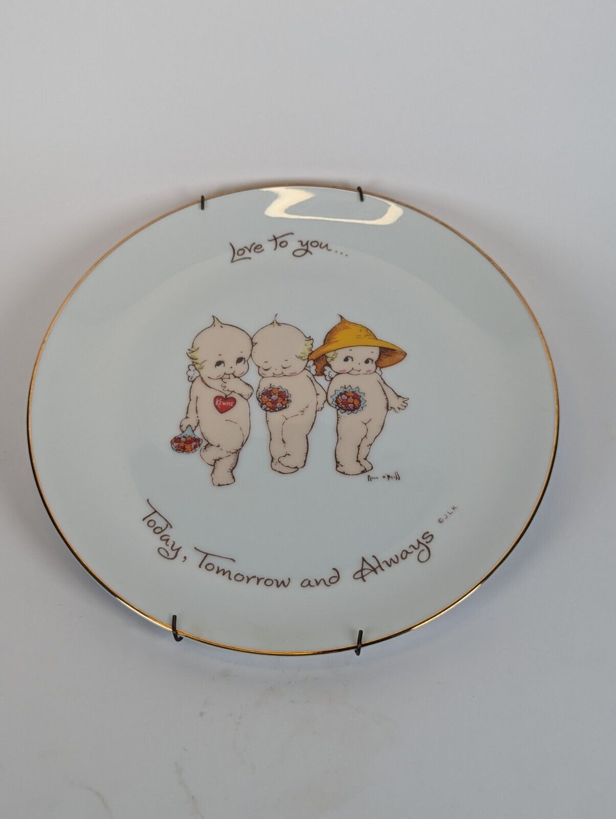 1973 Kewpie Doll Plate Love to you Today, Tomorrow, and Always w Og Brass Spring