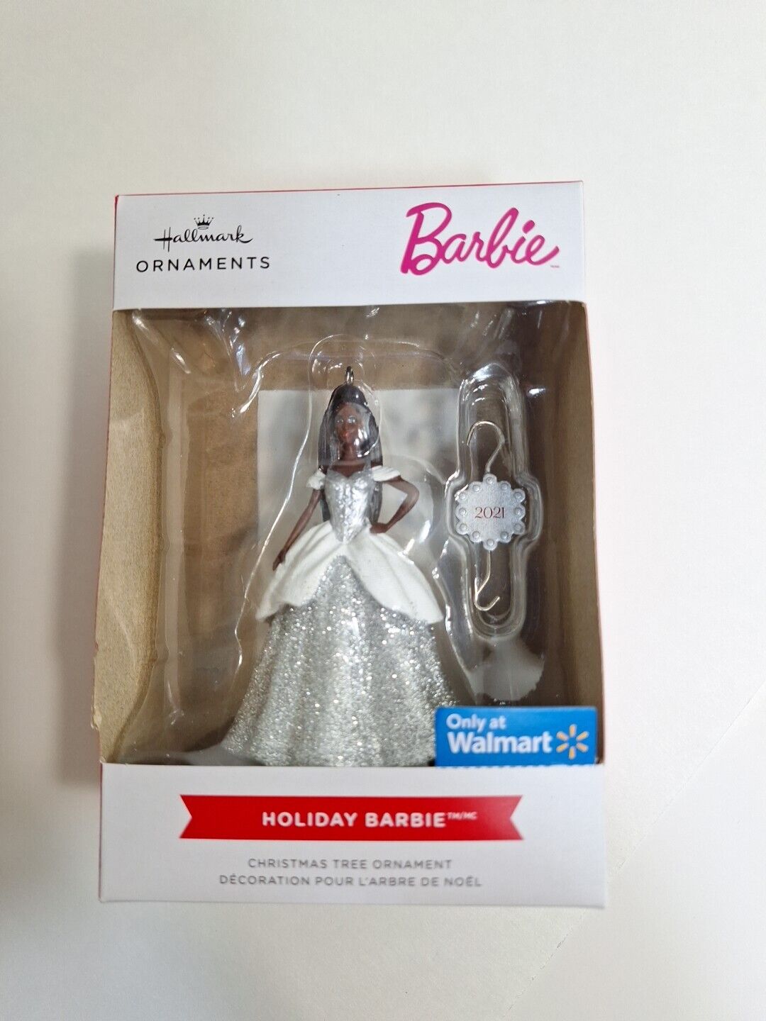 Hallmark 2021 Holiday Barbie African American Red Box Ornament Walmart Exclusive