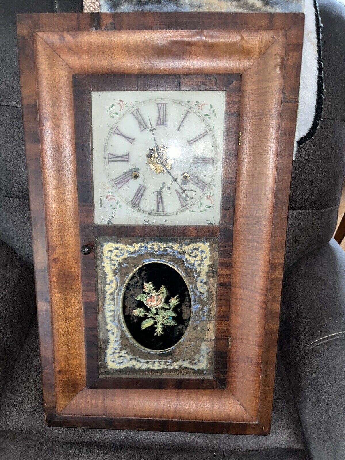 Antique Jerome & Co. 30 Hour Spring Clock Mvmt Original Dial Pendulum Mahogany?