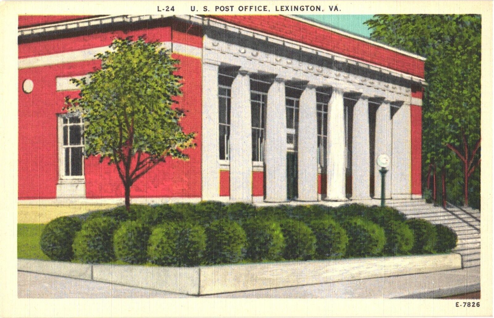 Facade of US Post Office Building, Lexington, Virginia Postcard