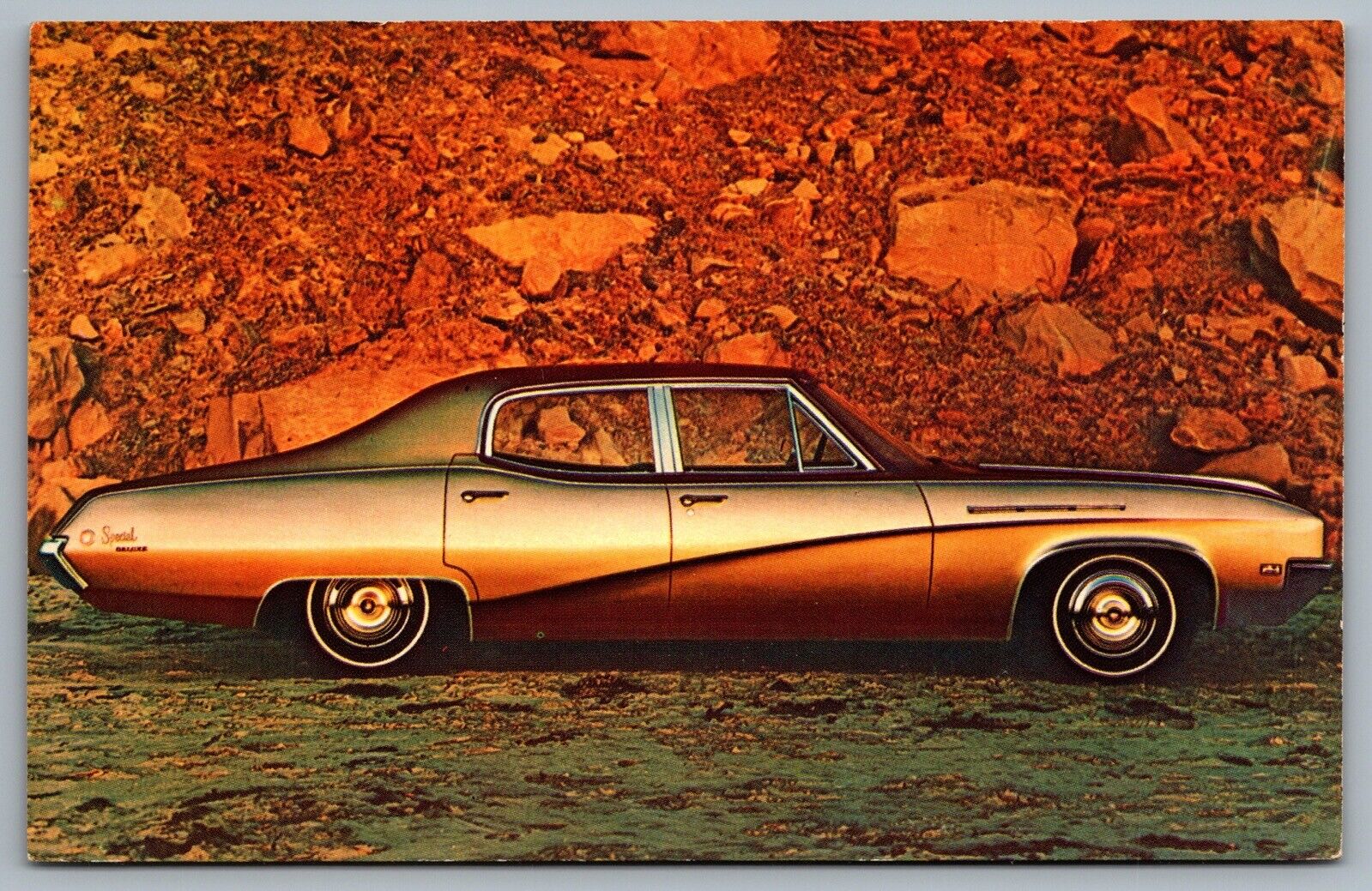 Postcard c1968 Buick Special Deluxe 4 Door Sedan Lynn MA Advert Bob Brest Buick