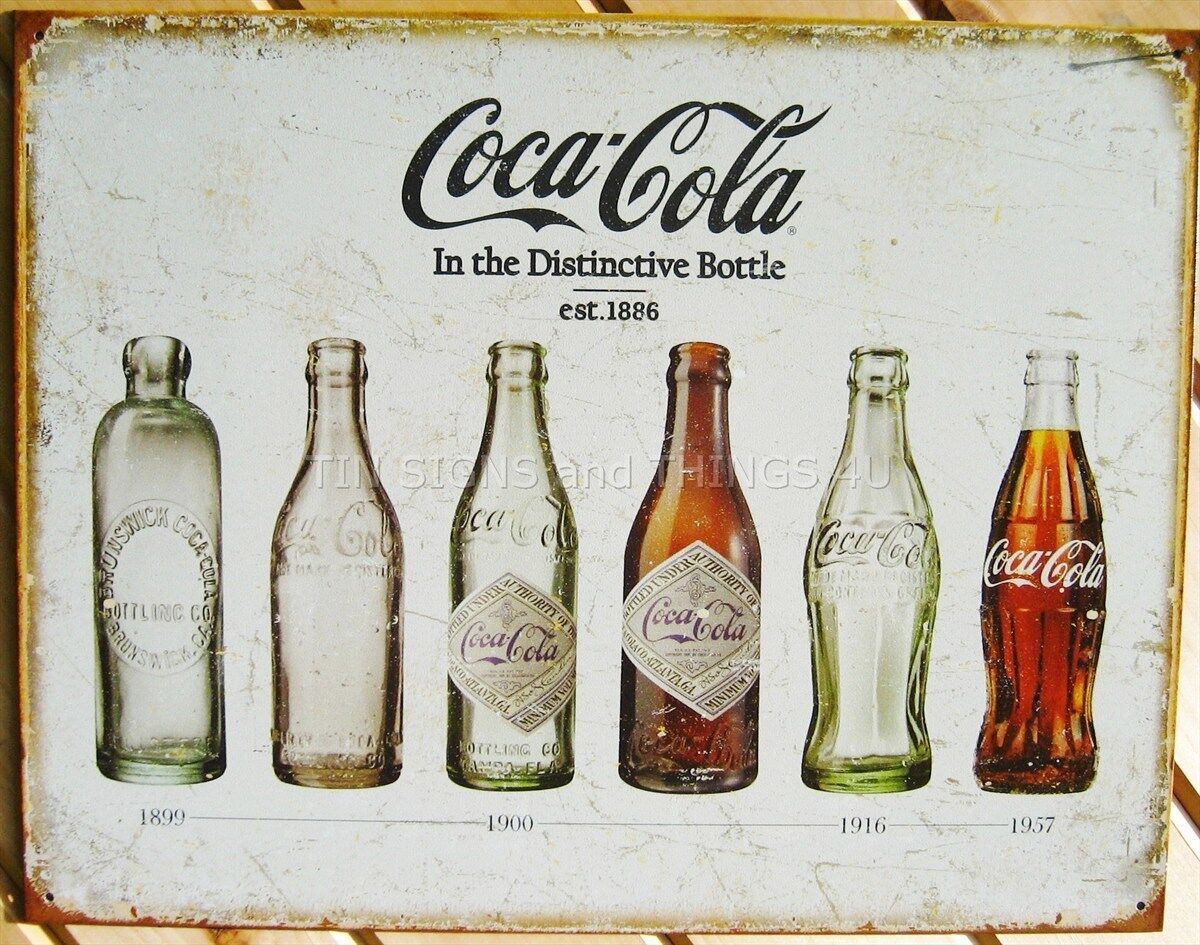Coca Cola In The Distinctive Vintage Bottle Evolution TIN SIGN coke metal #1839