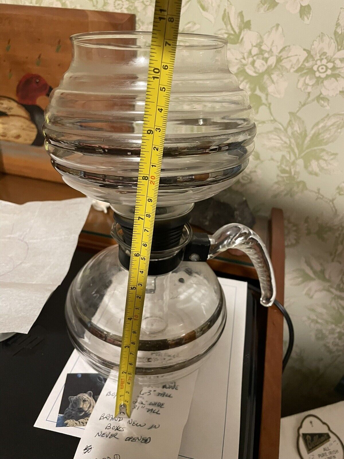 Vintage Double Bubble Ribbed Glass Vacuum  Coffee Percolator
