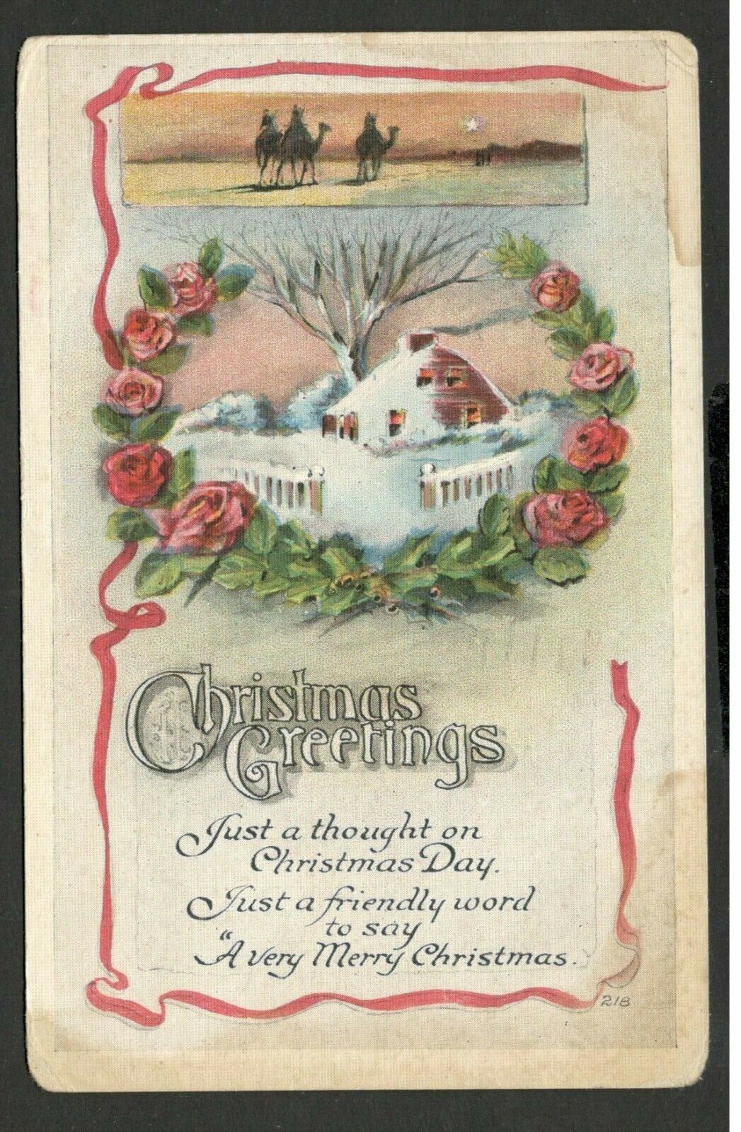USA - Old Christmas greetings postcard - 1919.  (27)