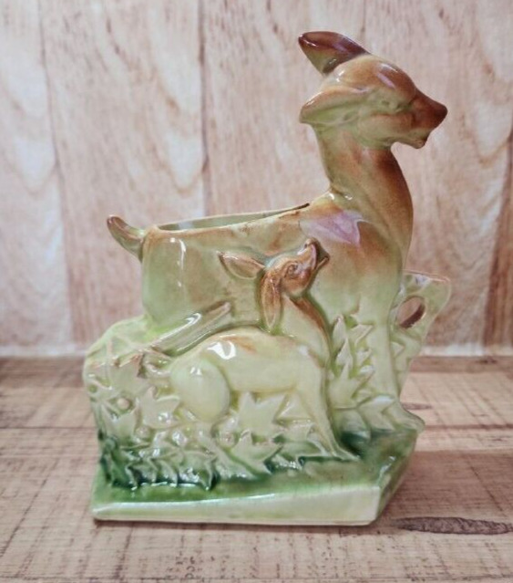 Vintage McCoy 1940s Deer and Faun Planter Pottery Vase Collectibles