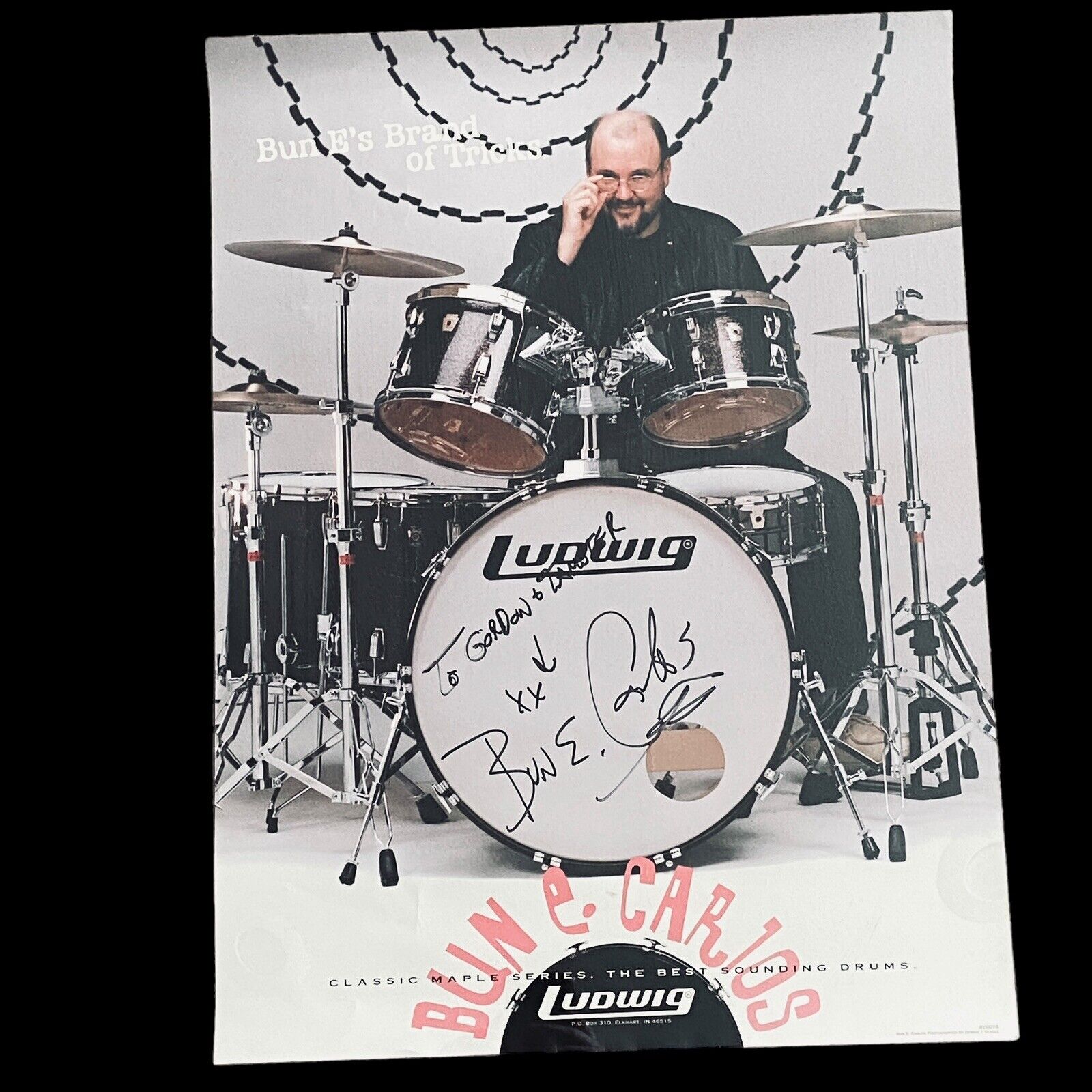 Signed Cheap Tricks  Bun E Carlos on a Ludwig  Drums Promo Poster  (17 x 23)