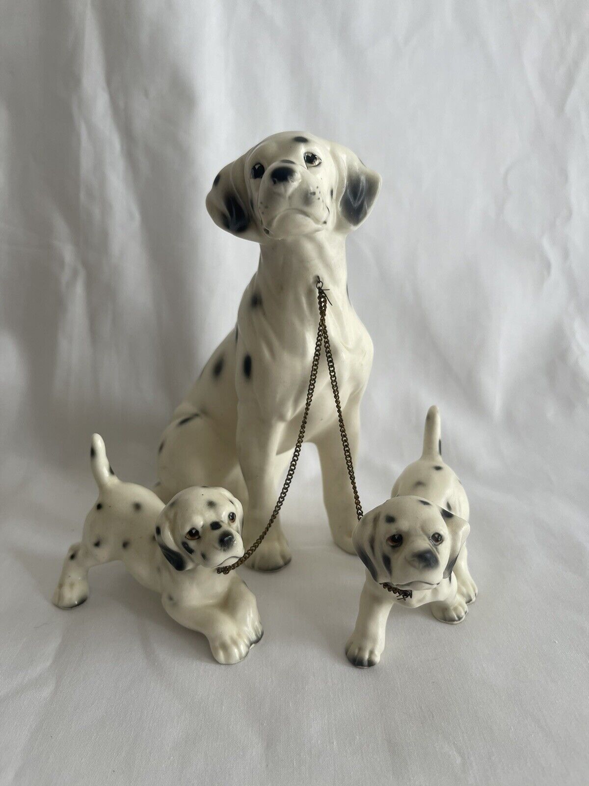 Vintage Erich Stauffer Dalmatian Adult Pup Chains To Young Pups 8271 Set Of 3
