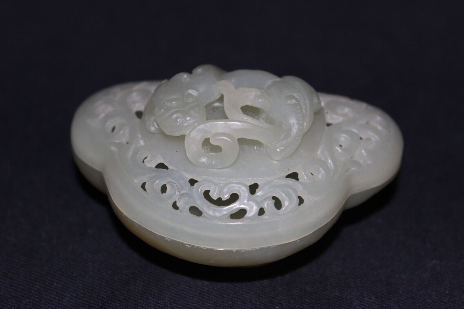 Jade Potpourri Container CH'IH Dragon on Lid, 19th Century Chinese, Qing Dynasty