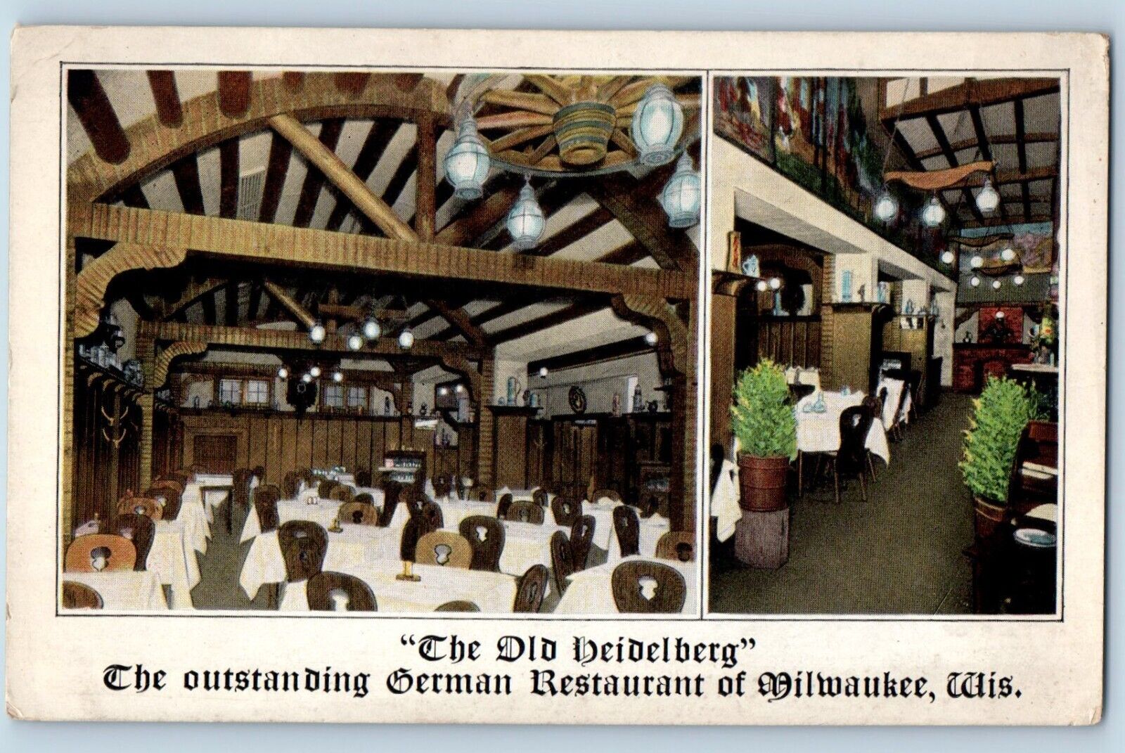 Milwaukee Wisconsin Postcard Old Heidelberg Restaurant Multiview Interior c1920