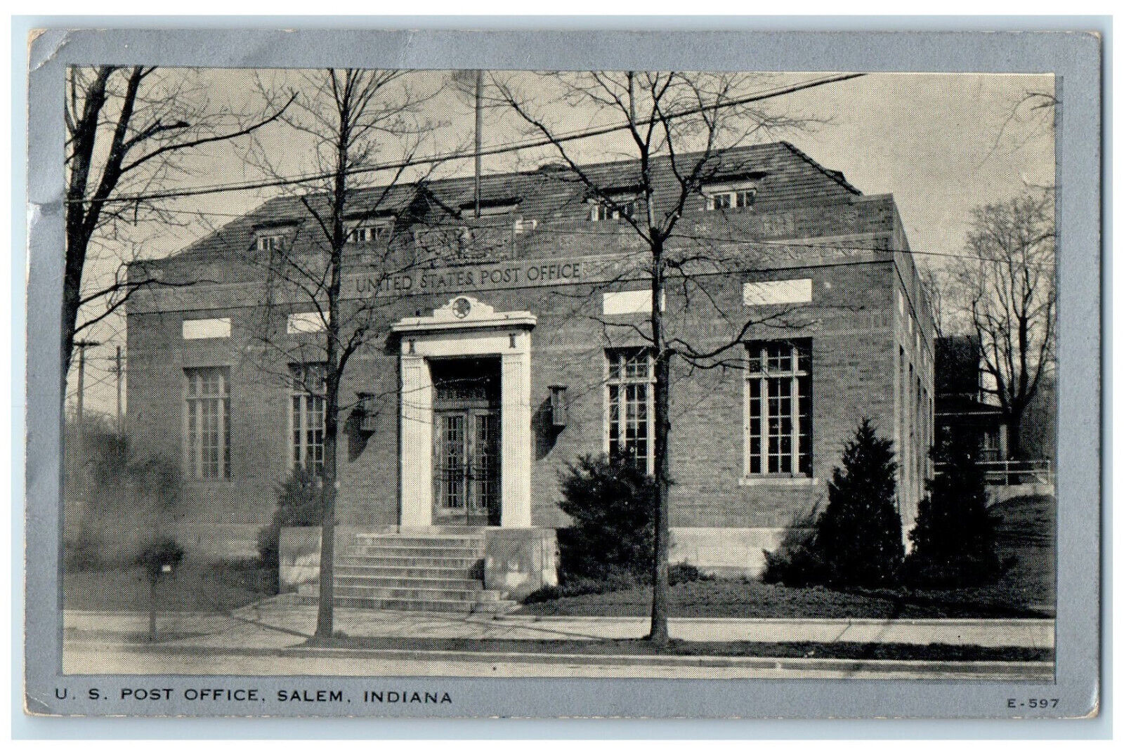 1918 View of US Post Office Building Salem Indiana IN Antique Posted Postcard
