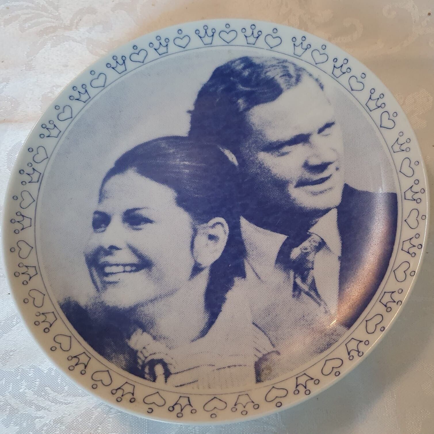 King Carl XVI Gustaf Queen Silvia Of Sweden Historic Plate 1976 Vintage Rare