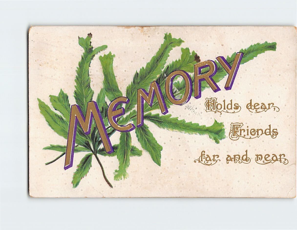 Postcard Memory Holds Dear, Friends Far and Near Embossed Card