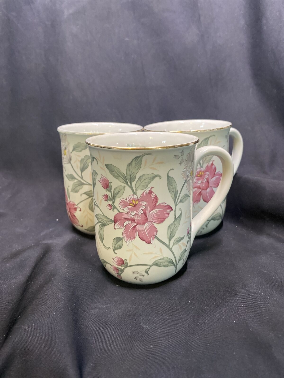 Vintage Otagiri Prima Japan Ceramic Spring Floral Coffee Cup Mug 10oz Lot Of 3
