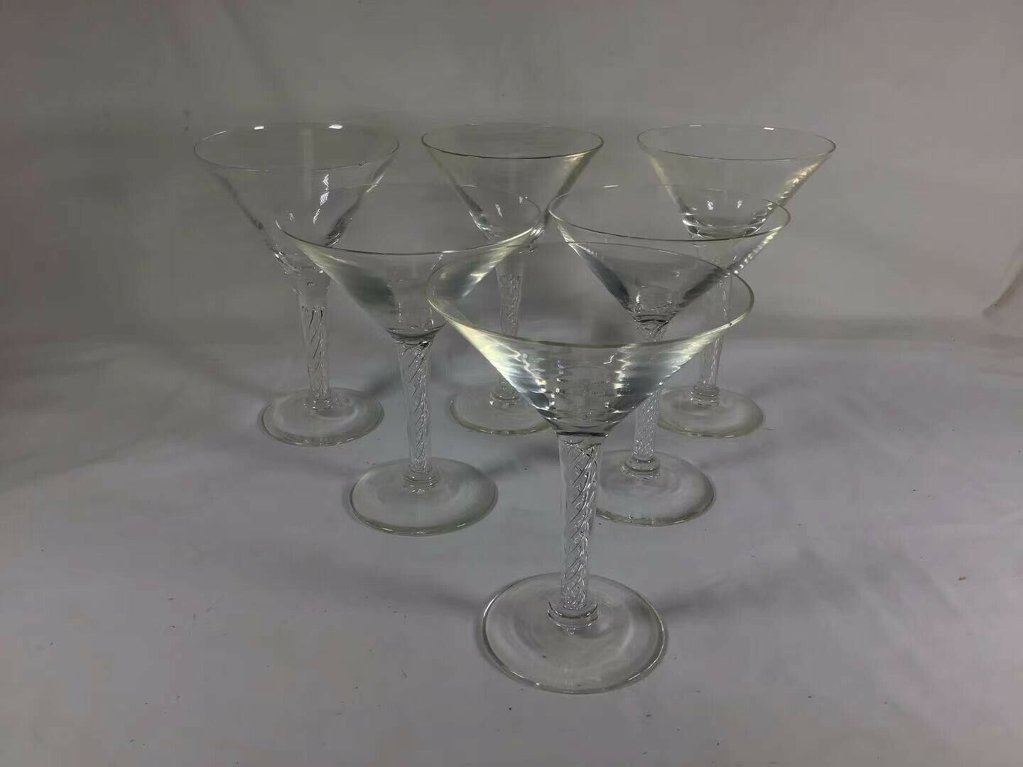 Set Of 6 Antique Circa 20th Antique Crystal Cut Flower Art Wine Glass Glassware