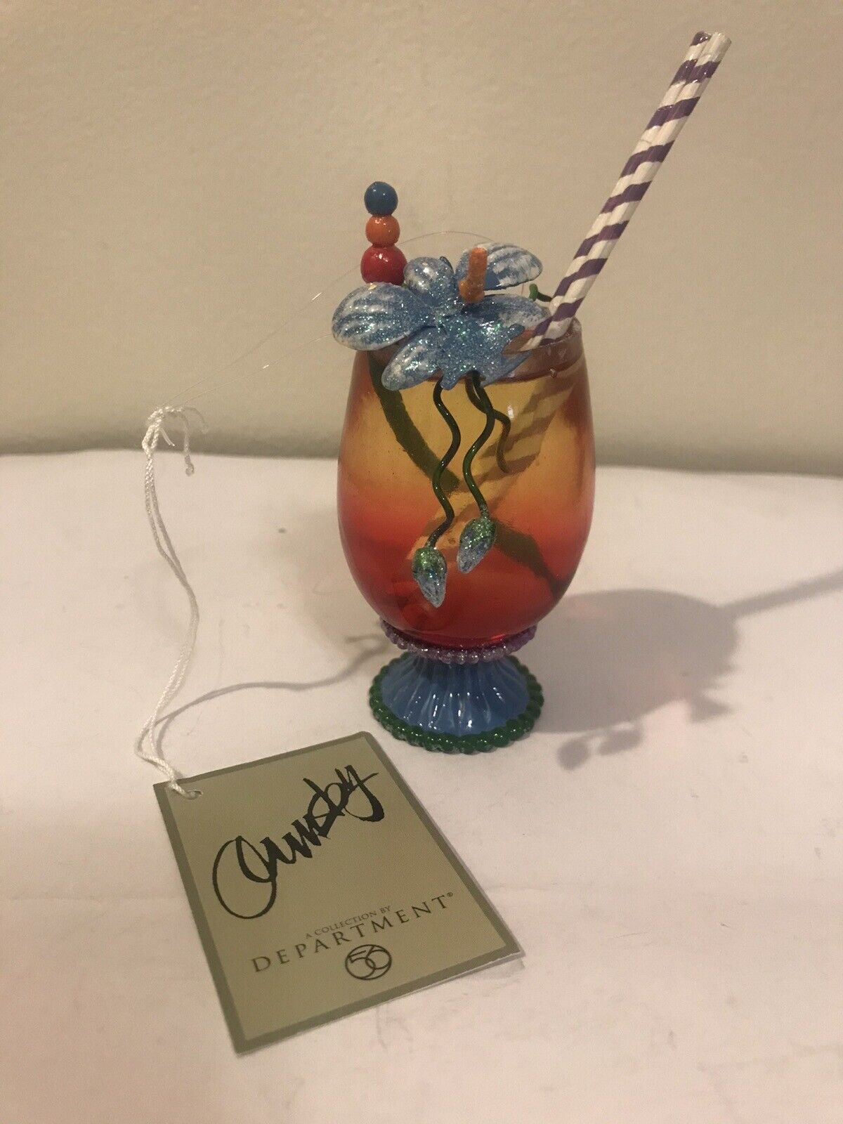 Department 56 Tropical Drink Floral Cocktail Ornament 2002 NWT 56.34761 Rare