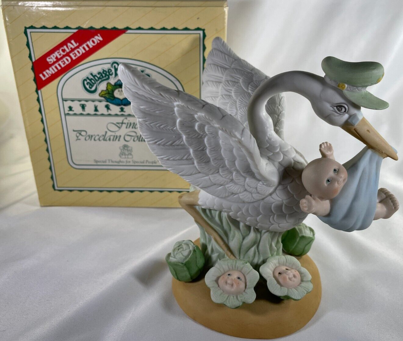 Vintage Cabbage Patch Kids \'Special Delivery\' Stork w/Baby Boy 1985 Collectible