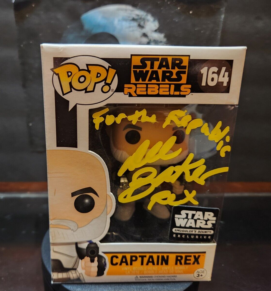 STAR WARS REBELS CAPTAIN REX  SIGNED BY DEE BAKER WITH QUOTE  w/ JSA FUNKO POP