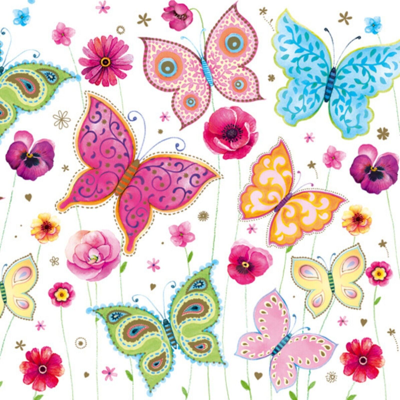 (2) Decoupage Paper Napkins Spring Butterflies Butterfly Craft Napkin - TWO