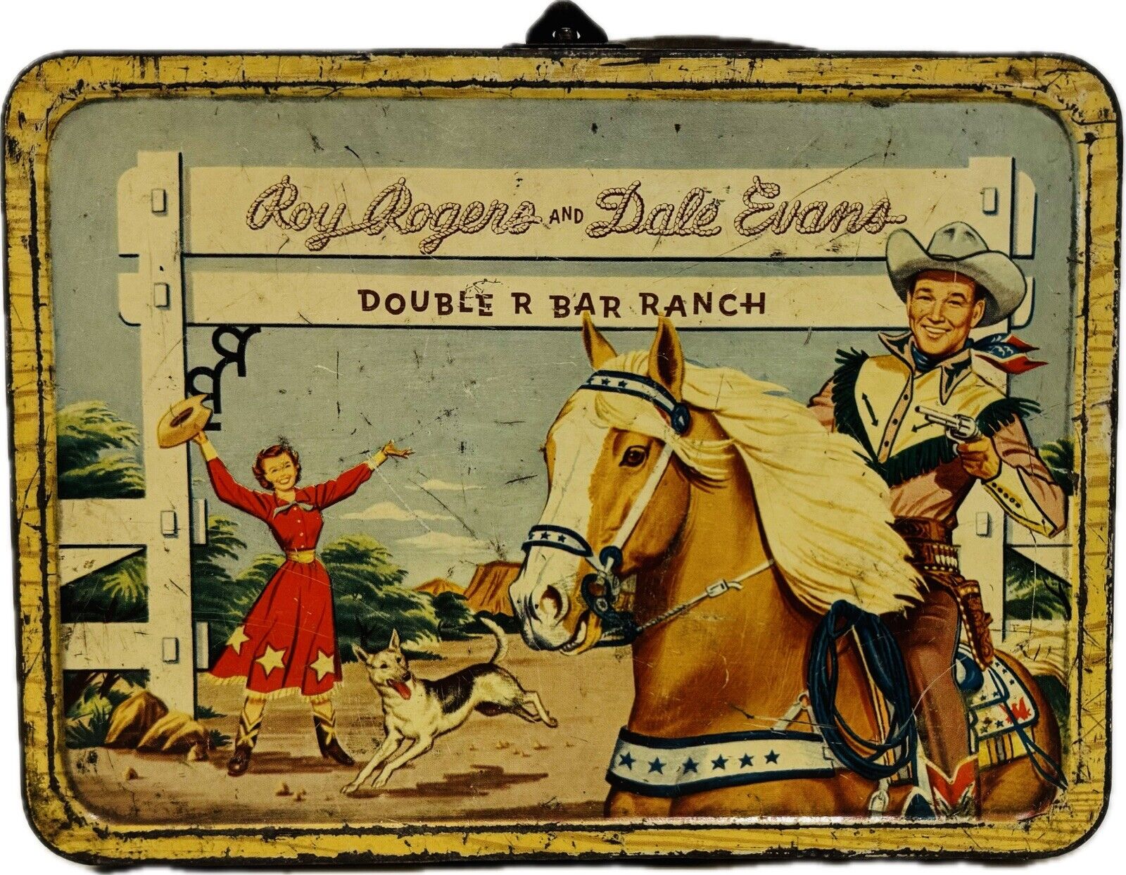 1950\'s Roy Rogers & Dale Evans Vintage Lunch Box Double R Bar Ranch Cowboys