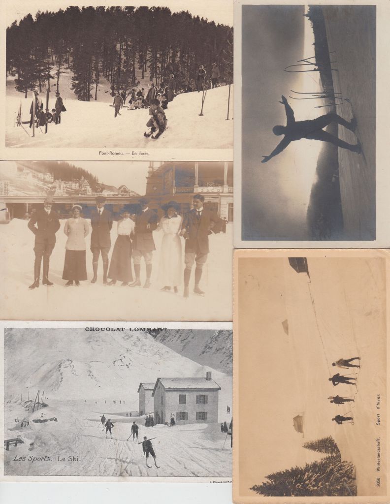 WINTERSPORT SKIING 62 Vintage Postcards Pre-1940 (L4199)