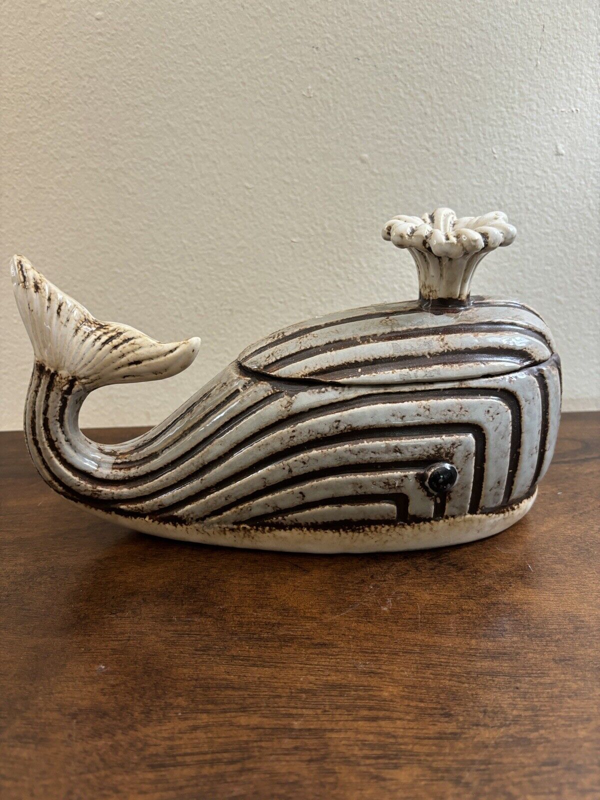 Whimsical Ceramic Whale Covered Trinket Table Dish