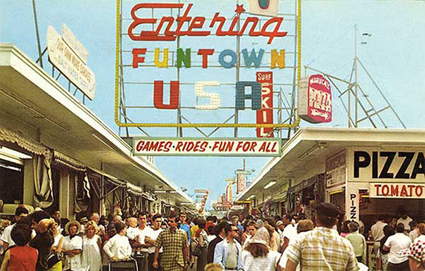 Seaside Heights NJ Funtown U.S.A. Boardwalk Games Rides Food 1965 Postcard Print