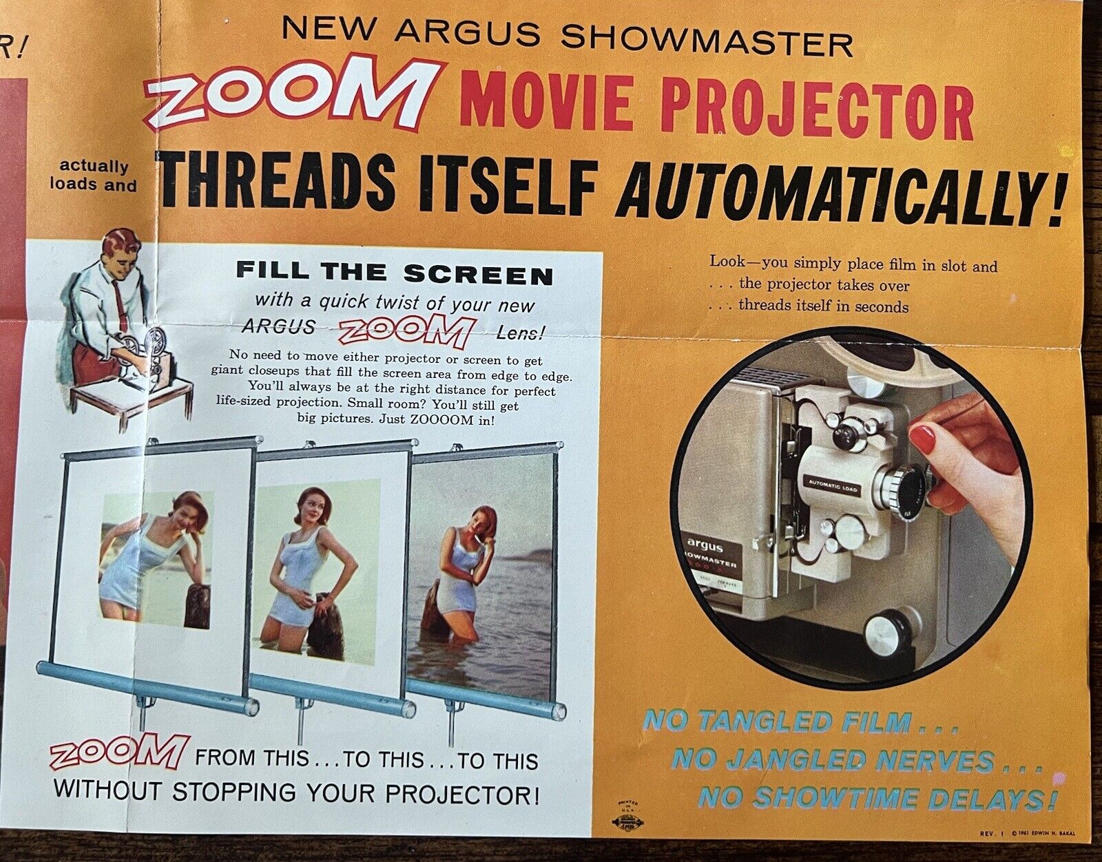 Vintage Argus Showmaster Movie Projector Advertising Brochure