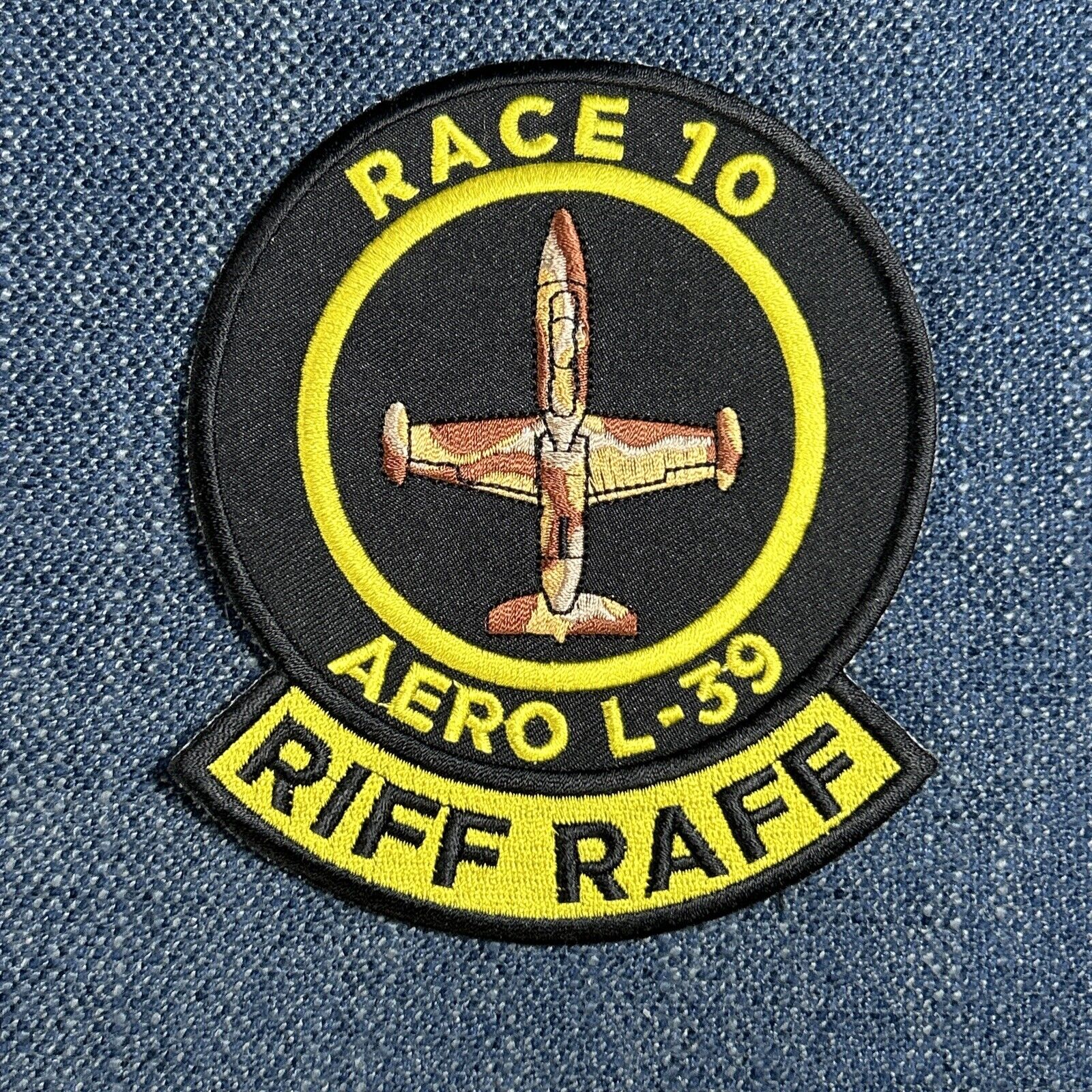 Airplane Patch Race 10 Aero L-39 Riff Raff Embroidered Sew on 4” X 5”