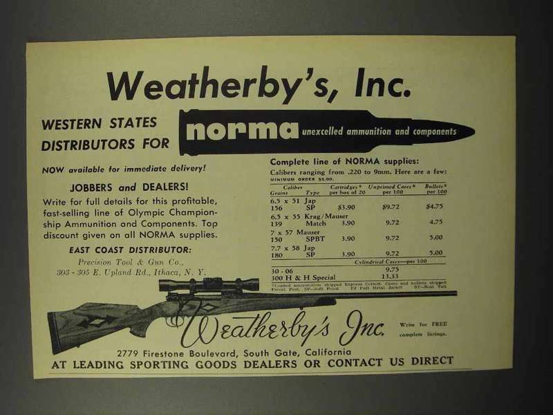 1955 Weatherby Rifle and Norma Ammunition Ad