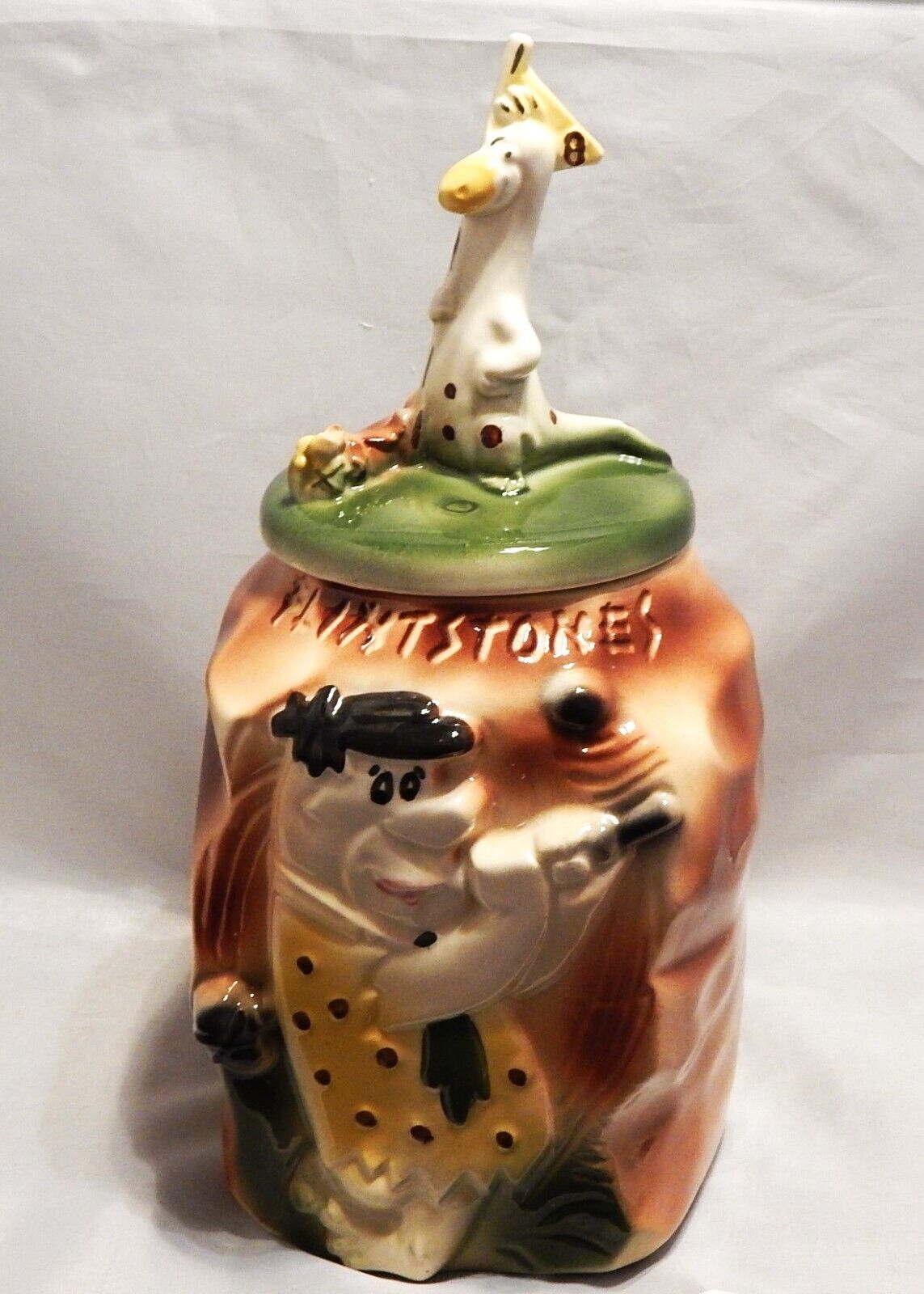 Vintage American Bisque Flintstones Cookie Jar Fred and Dino